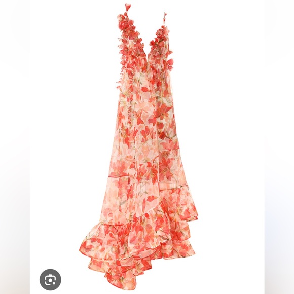 Zimmermann Dresses & Skirts - Zimmermann Coral and Cream Floral Ruffle Maxi Dress